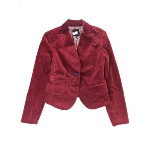 The Limited Womens Velvet Blazer Burgundy Red Single Button Sport Coat Size 2